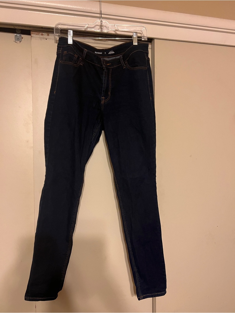 Old Navy Women's Rockstar Super Skinny Jeans - Dark Indigo with Orange Stitching